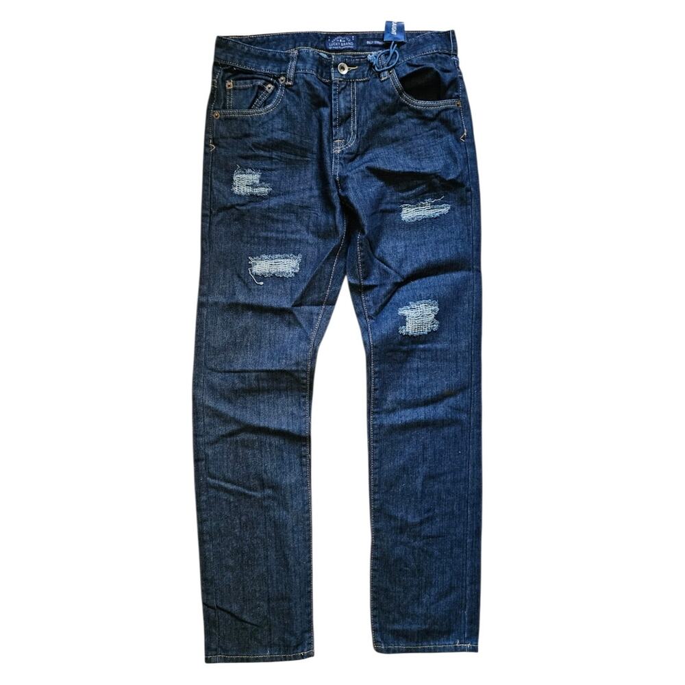 Lucky Brand Billy Straight Boys Distressed Jeans NWT Rinse Indigo Size 20